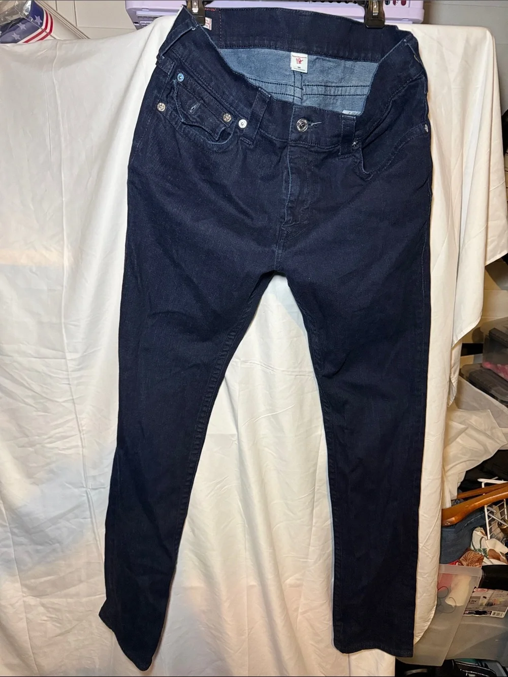 True Religion ROCCO 36x34 Relaxed Skinny Dark Wash Jeans